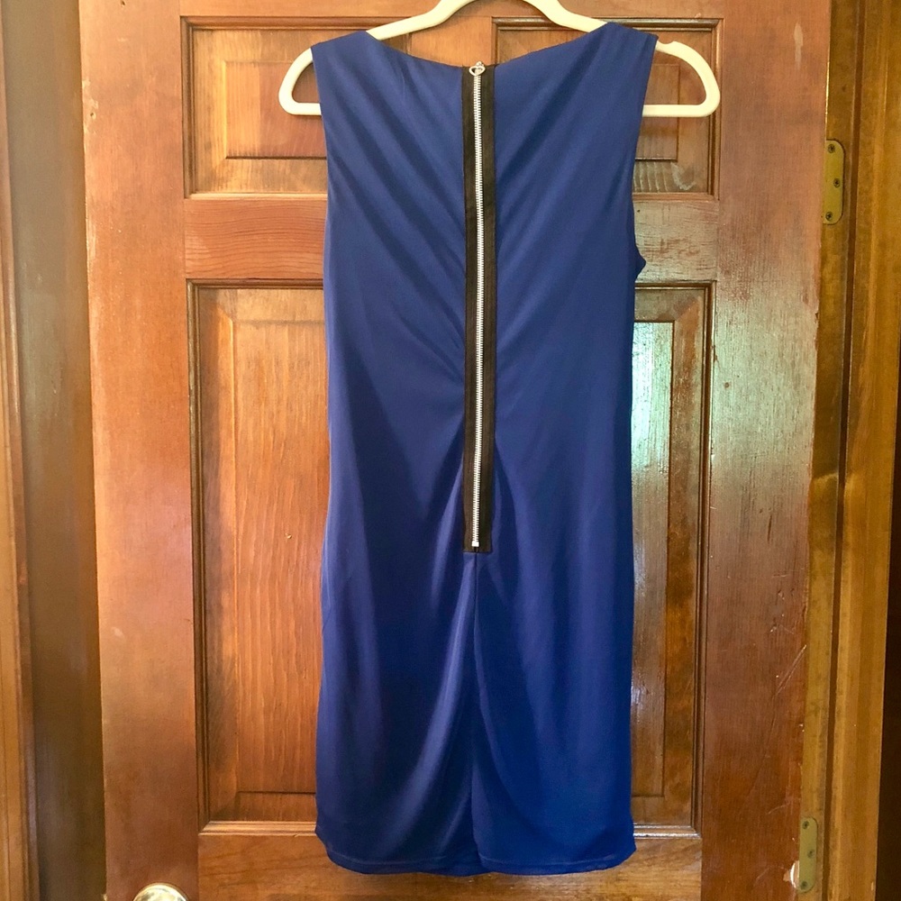 Blue Ruched Cocktail Dress - Picture 2 of 3